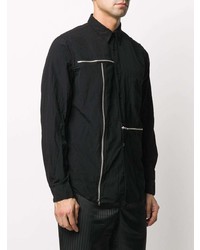 Black Comme Des Garçons Zip Detail Point Collar Shirt