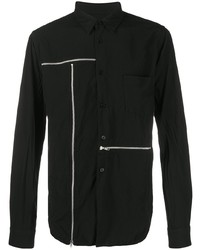 Black Comme Des Garçons Zip Detail Point Collar Shirt