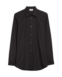 Alexander McQueen Zip Logo Long Sleeve Button Up Shirt In Blackredsilver At Nordstrom