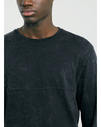 Topman Black Acid Wash Panel Longsleeve T Shirt