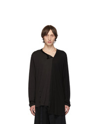 Yohji Yamamoto Black And Grey Diagonal Long Sleeve T Shirt