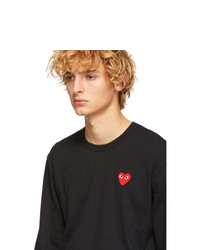 Comme Des Garcons Play Black And Red Heart Patch Long Sleeve T Shirt
