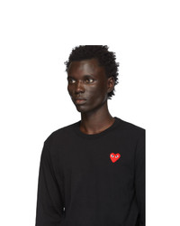 Comme Des Garcons Play Black And Red Heart Patch Long Sleeve T Shirt