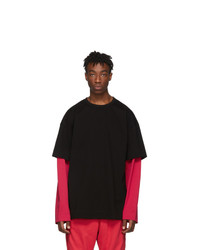 Juun.J Black And Red Layered Long Sleeve T Shirt