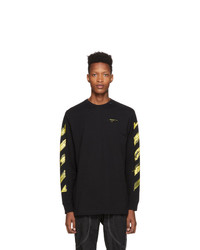 Off-White Black And Yellow Painted Arrows Long Sleeve T Shirt