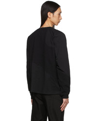 Heliot Emil Black Contrast Fabric Long Sleeve T Shirt