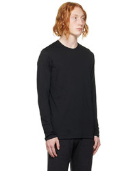 Sunspel Black Cotton Long Sleeve T Shirt