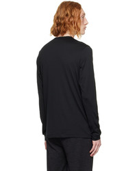 Sunspel Black Cotton Long Sleeve T Shirt
