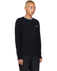 Fred Perry Black Crewneck Long Sleeve T Shirt