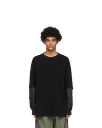 JERIH Black Detachable Sleeves Sweatshirt