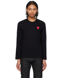 Comme Des Garcons Play Black Double Heart Long Sleeve T Shirt