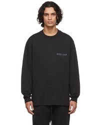Essentials Black Logo Long Sleeve T Shirt