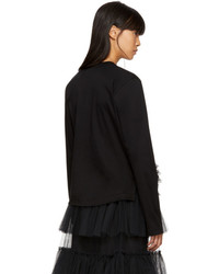 Noir Kei Ninomiya Black Long Sleeve Tulle Frill T Shirt