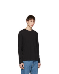 Helmut Lang Black Overlay Logo Long Sleeve T Shirt
