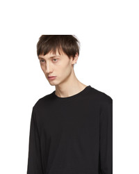 Helmut Lang Black Overlay Logo Long Sleeve T Shirt