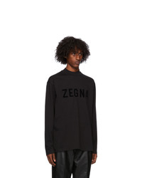 Fear of God Ermenegildo Zegna Black Oversized Logo Long Sleeve T Shirt