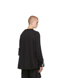 Blackmerle Black Pocket Long Sleeve T Shirt