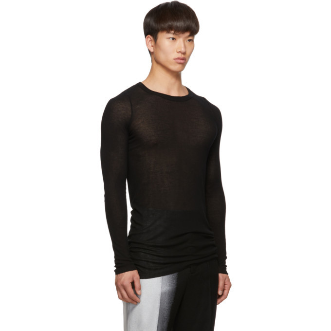 Rick Owens Black Rib Long Sleeve T Shirt, $263 | SSENSE | Lookastic