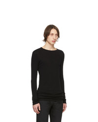 Saint Laurent Black Ribbed Jersey T Shirt