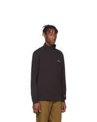 Champion Reverse Weave Black Small Script Logo Turtleneck