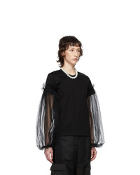 Noir Kei Ninomiya Black Tulle Detail Long Sleeve T Shirt