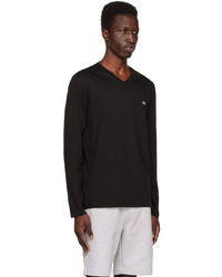 Lacoste Black V Neck Long Sleeve T Shirt