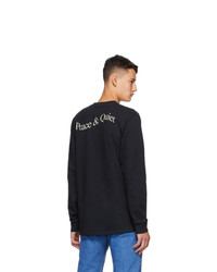 Museum of Peace and Quiet Black Wordmark Warped Long Sleeve T Shirt