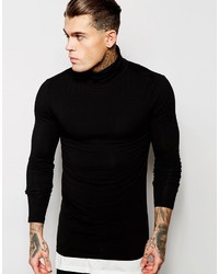 Asos Brand Extreme Fitted Fit Long Sleeve T Shirt With Roll Neck