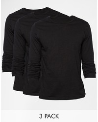Asos Brand Long Sleeve T Shirt With Crew Neck 3 Pack Save 17%