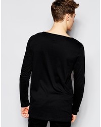 Asos Brand Longline Long Sleeve T Shirt With Boat Neck