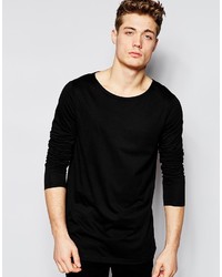 Asos Brand Longline Long Sleeve T Shirt With Boat Neck