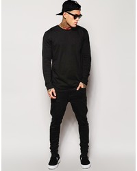 Asos Brand Longline Long Sleeve T Shirt With Crew Neck