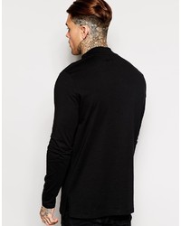 Asos Brand Longline Long Sleeve T Shirt With Turtleneck And Split Hem
