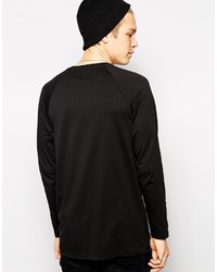 Asos Brand Longline Long Sleeve T Shirt With Zip Detail