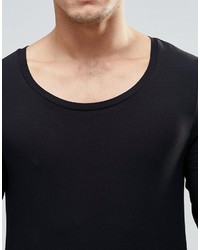 Asos Brand Muscle Long Sleeve T Shirt With Scoop Neck In Black