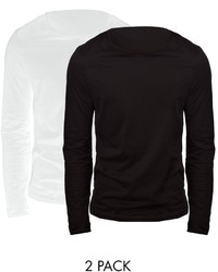 Asos Brand Slim Fit Long Sleeve T Shirt With Crew Neck 2 Pack Save 19%