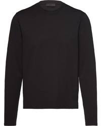 Prada Embroidered Logo Long Sleeve T Shirt