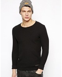 G Star G Star Long Sleeve Top Gaufre Double Knit Waffle Black