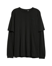 Moncler Logo Layered Look Graphic Tee In 999 Black At Nordstrom