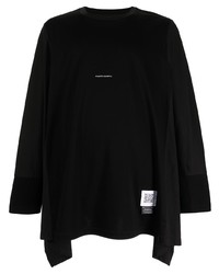 Fumito Ganryu Logo Print Long Sleeve Draped T Shirt