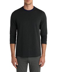 Bugatchi Long Sleeve Crewneck Cotton T Shirt In Graphite At Nordstrom