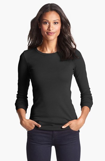 Caslon long shop sleeve crewneck tee