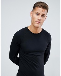 Burton Menswear Long Sleeve Muscle Fit T Shirt In Black
