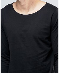 Asos Long Sleeve T Shirt With Boat Neck In Black