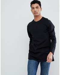 ASOS DESIGN Longline Long Sleeve T Shirt In Black