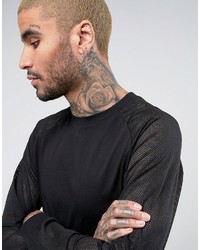 Asos Longline Long Sleeve T Shirt With Mesh Sleeves