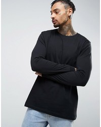 ASOS DESIGN Longline Skater Long Sleeve T Shirt In Black