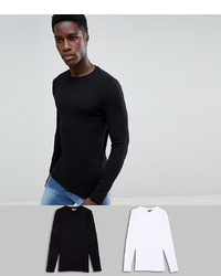 ASOS DESIGN Muscle Fit Long Sleeve T Shirt With Crew Neck 2 Pack Save