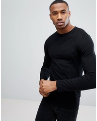 ASOS DESIGN Muscle Fit Long Sleeve T Shirt With Crew Neck In Black