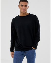 New Look Oversized Long Sleeve Cuff T Shirt In Black